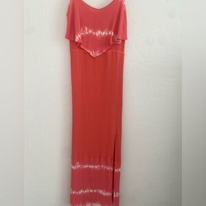 Mudd Dress Women Medium Tie Dye Coral Maxi Bohemian Summer Dress